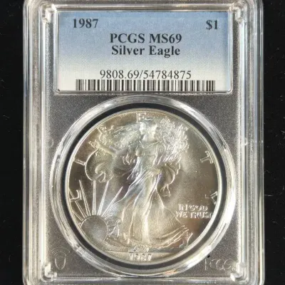 1987 $1.00 1oz Pure Silver Eagle PCGS MS-69