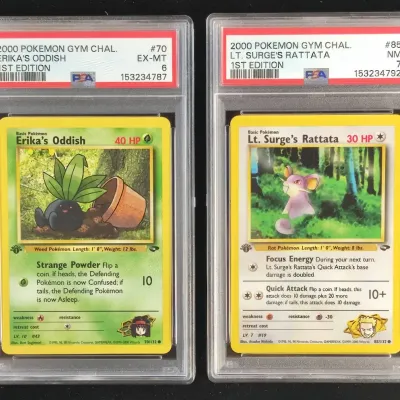2 2000 1st Edition Pokemon Cards, Oddish & Rattata, PSA Graded 1st Editions