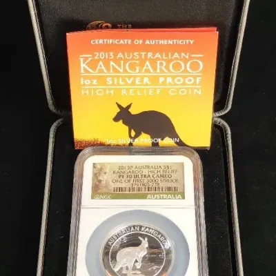 2013 Australia Proof $1.00 1oz .999 Silver High Relief Perfect Grade NGC PF-70 UC