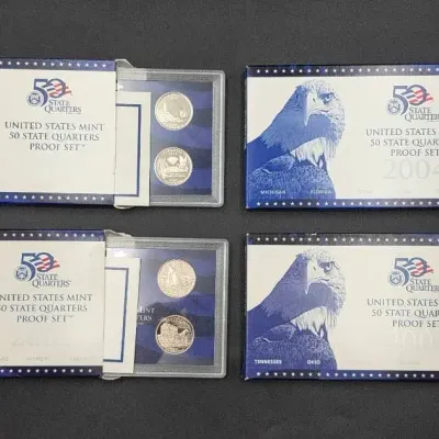 2001, 2002, 2003, 2004 US Mint Statehood Quarter Sets All Original 
