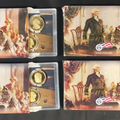 4 US Mint Proof Presidential Sets - 2007, 2008, 2009 & 2010, Original Sets