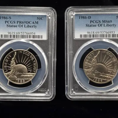 1986-S & 1986-D 50cent US Commemoratives Halves PR-69 DCAM & MS-69 Uncirculated & Proof 