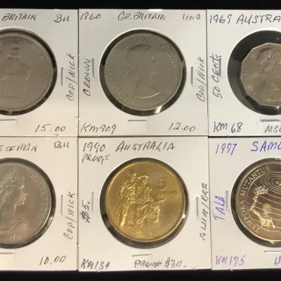 Large Foreign Coins, 6 Total