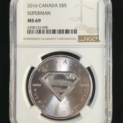 2016 Canada $5.00 1oz Pure Silver Superman Coin NGC MS-69