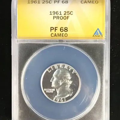 1961 Proof Washington Quarter Anacs PF-68 Cameo