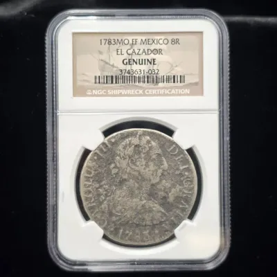 1783MO FF Silver Mexico 8 Real Shipwreck El Cazador Certified by NGC