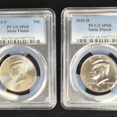 2010-P & 2010-D Kennedy Halves Satin Finish PCGS SP-68