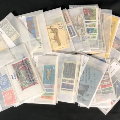 New/Unused Foreign Collector Stamps From Mystic Stamp Co., 35 Envelopes Total
