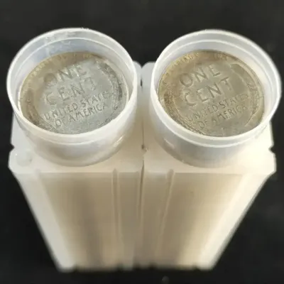 2 Rolls of Steel Wheat Cents, 100 Total