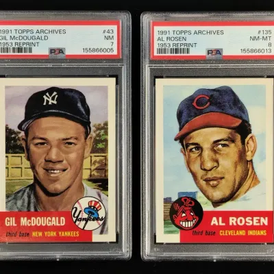 2 1991 Topps Archives Baseball Cards 1953 Reprint PSA Graded