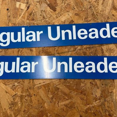Pair Unleaded Gasoline Pump Grade Signs