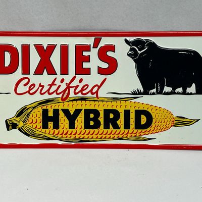 Dixie's Embossed Metal Seed Corn Sign