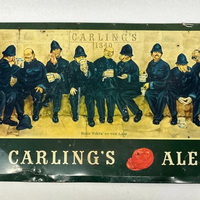 Carling's 9 Pints of Law Tin Litho Sign