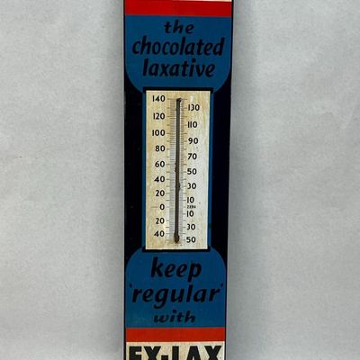 Ex-Lax Porc. Enamel Thermometer Sign