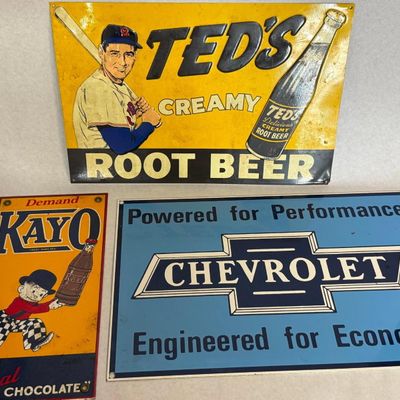 3 Ted's, Kayo & Chevrolet Metal Signs