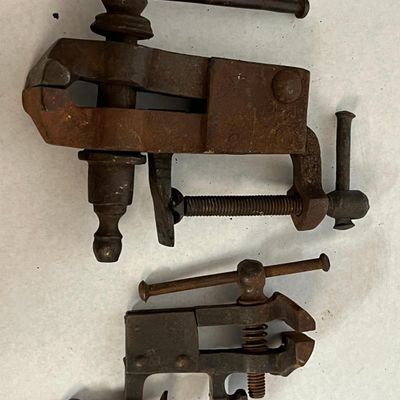 Pair Antique Wrought Iron Bench Vises