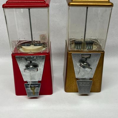 Pair Oak Acorn Vending Machines