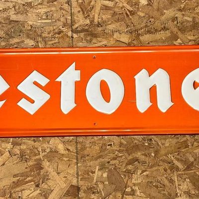 Firestone Embossed Tin Sign, Grace Mfg