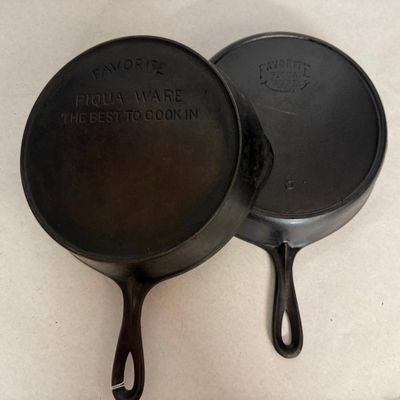 Pair Favorite Piqua Ware No. 8 Skillets