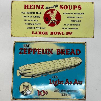 Heinz & Zeppelin Embossed Metal Signs