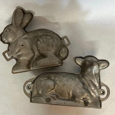 Pair Cast Aluminum Lamb & Rabbit Molds