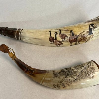 Niko Scrimshaw Powder Horns 1997 & 1999
