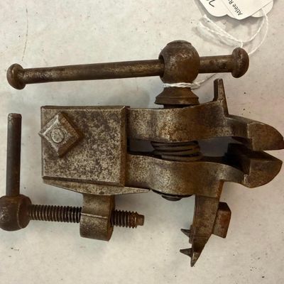 Antique Iron Bench Vise w/ Table Clamp