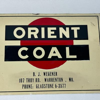 Wegener Scioto Orient Coal Metal Sign