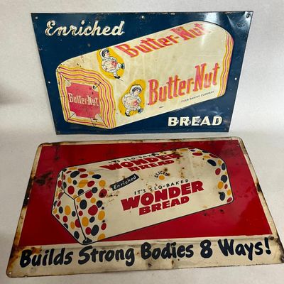 Pair Butter-Nut & Wonder Bread Signs