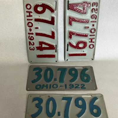 Set 4 Ohio License Plates 1922-1923
