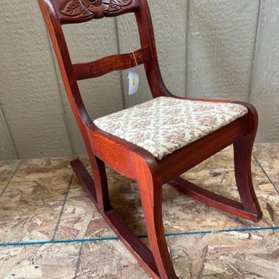 Child's Hardwood Rocking Chair w/ Rose