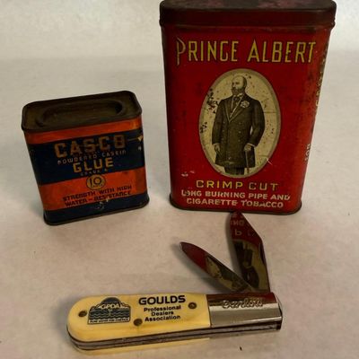 Colonial Barlow Knife & 2 Litho Tins