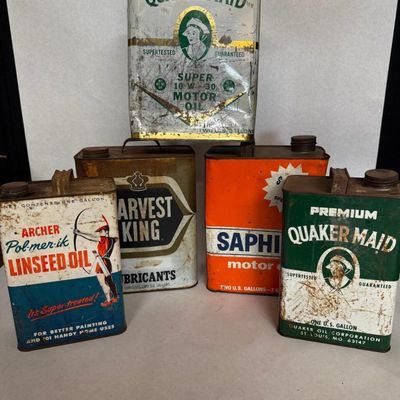 Lithographed Tin Motor Oil Cans