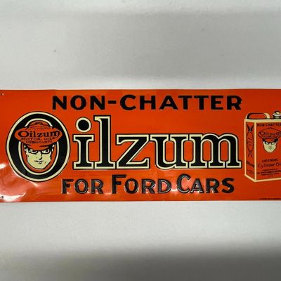 Desperate Sign Co Oilzum Ford Tin Sign