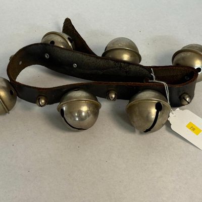 Antique American Sleigh Bells, Leather