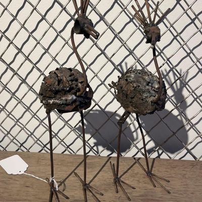 Sale Photo Thumbnail #49: Pair Welded Scrap Metal Bird Sculptures