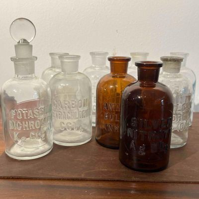 Sale Photo Thumbnail #484: Set 9 Whitall Tatum Reagent Bottles