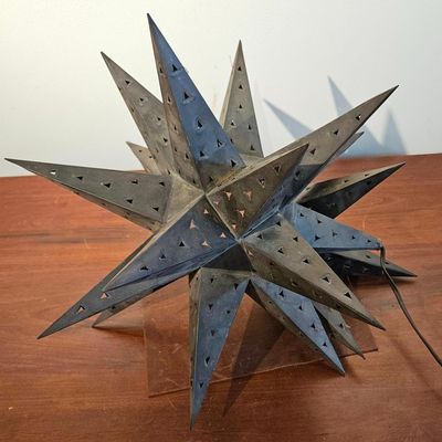 Sale Photo Thumbnail #402: Punched Metal Moravian Star Table Lamp