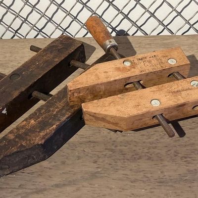 Sale Photo Thumbnail #15: Pair Jorgensen Wood Hand Screw Clamps
