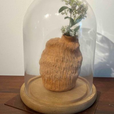 Sale Photo Thumbnail #543: Textured Terracotta Vessel w/ Cloche
