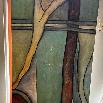 Sale Photo Thumbnail #560: Abstract Mixed Media Painting on Canvas