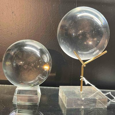 Sale Photo Thumbnail #92: Pair Clear Glass Spheres w/ Stands