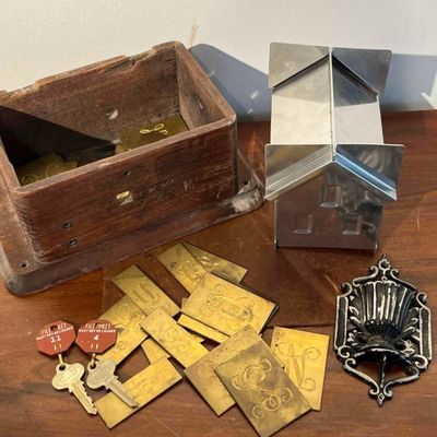 Sale Photo Thumbnail #517: Hardware, Iron Pocket, Brass Plates