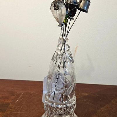 Sale Photo Thumbnail #365: Cut Crystal Hatpin Holder & Hatpins