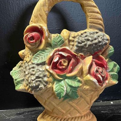 Sale Photo Thumbnail #105: Cast Iron Flower Basket Doorstop