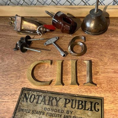 Sale Photo Thumbnail #342: Arch. Hardware, Tools & Notary Sign