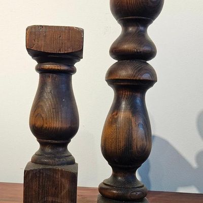 Sale Photo Thumbnail #314: Pair Turned Wood Newel Post Elements