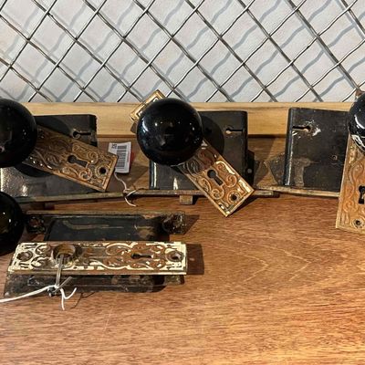 Sale Photo Thumbnail #340: Victorian Iron & Porc. Mortise Lock Set
