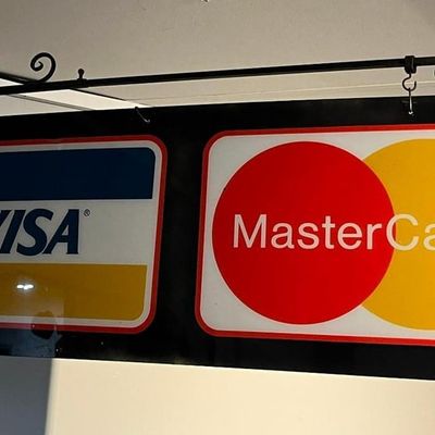Sale Photo Thumbnail #541: Visa & MasterCard Sign w/ Metal Bracket