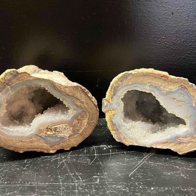 Sale Photo Thumbnail #115: Pair Polished Agate & Quartz Geodes